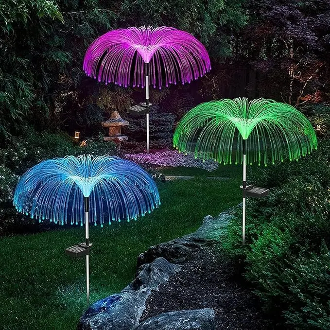 Solar Flower Garden Light Outdoor Jellyfish Shape Solar Yard Lights Decorative, Solar Garden Lights Decorative (Pack of 2)