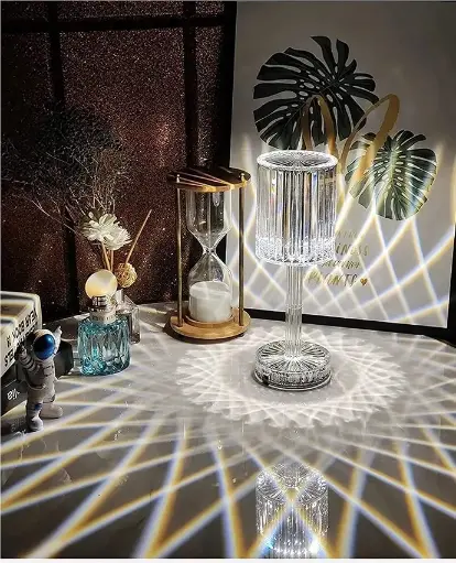 Touching Control Crystal Lamp, Crystal Acrylic Touch Lamp 16 Colors Changing Table Lamp, USB Rechargeable Decorative Lamp, Atmosphere Light for Living Room (Pack of 1)